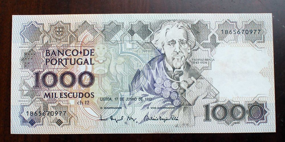 5 Notas Novas de Escudos dos anos 1964 a 1993