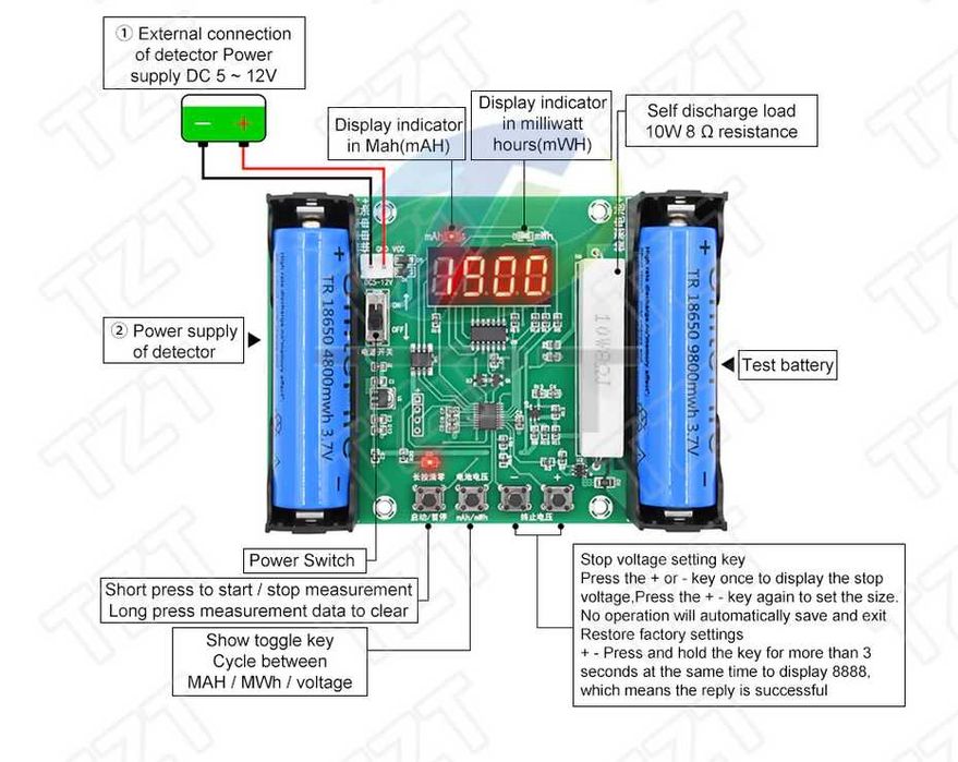 Тестер ёмкости акб 18650