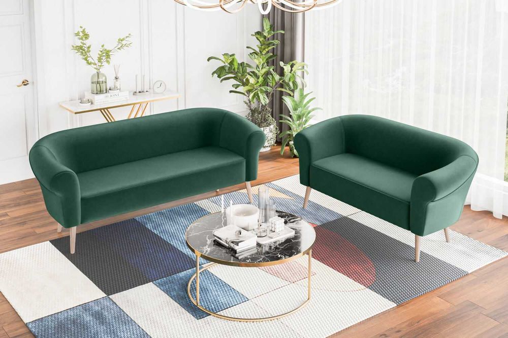 Sofa tapicerowana dwuosobowa do salonu na nóżkach skandynawska ESPER