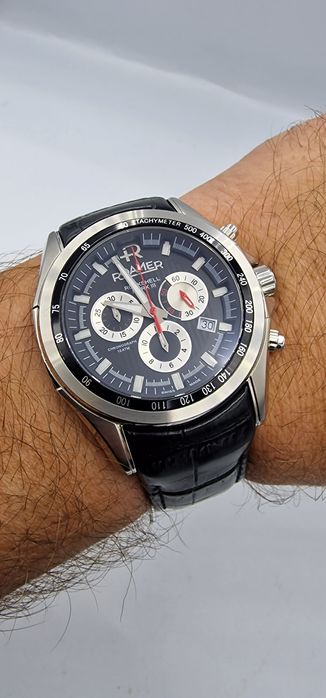 Roamer Rockshell Mark III Chrono - szafir, skóra,  Swiss Made