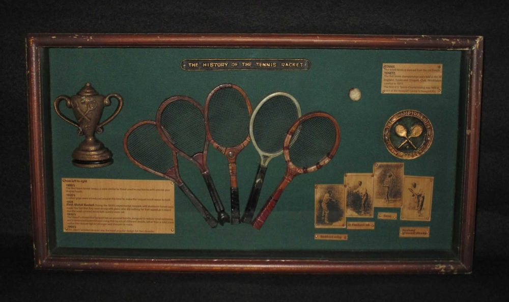 The History Of The Tennis Racket Wimbledon Moldura em Madeira Vidro