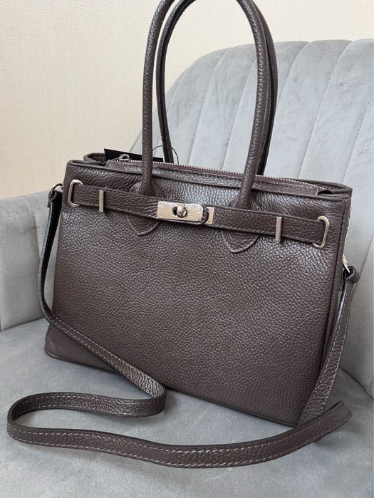 Жіноча шкіряна сумка тоут шоколадна vera pelle