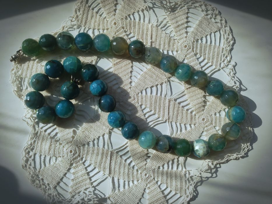 Намисто, кольє, смарагдовий  агат