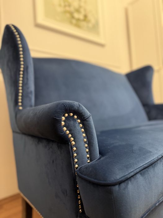 Sofa welurowa dwuosobowa granatowa Płońsk • OLX.pl
