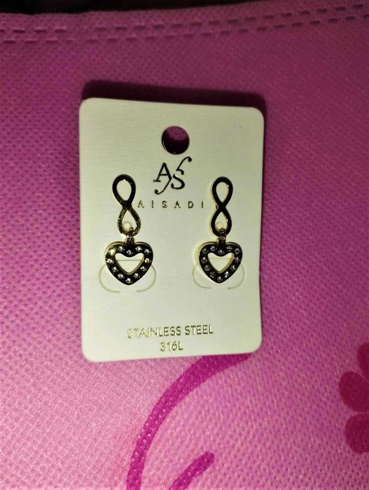Wiszące kolczyki serduszka / nieskończoność Aisadi