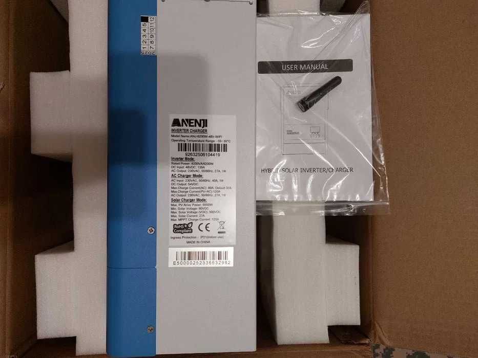 Гибридный Инвертор солнечный ANENJI 6200W 48V Powmr Anern Easun +WI-FI