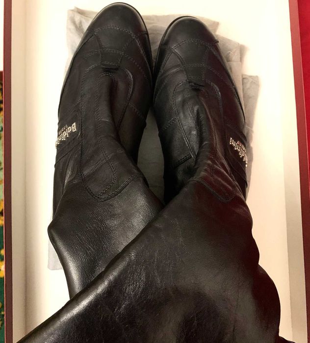 Зимние женские сапоги 40р Baldinini Италия кожа цигейка стразы