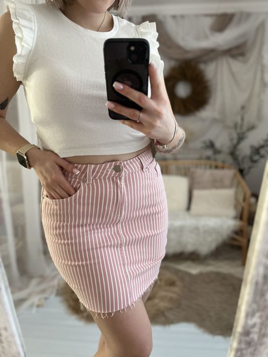 Spodnica ołówkowa w paski jeans