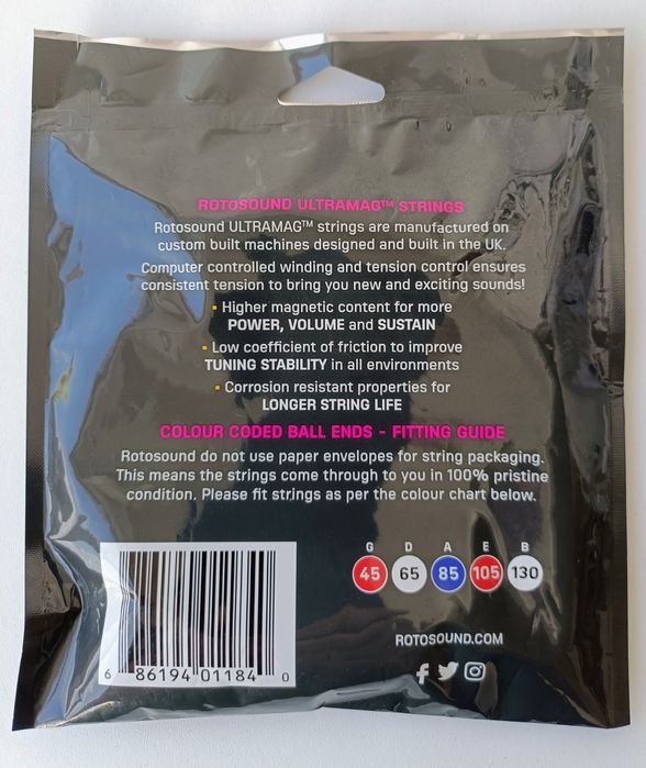 Cordas Baixo elétrico Rotosound Ultramag  UM45-5 Strings