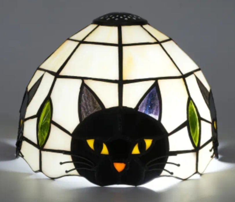 Abajur em Vidro Gato Preto