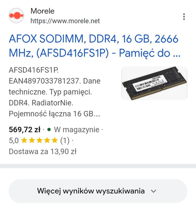 Pamięć RAM 16GB DDR4 sodimm AFOX od Micron do laptopa Nowa 2666 PC4