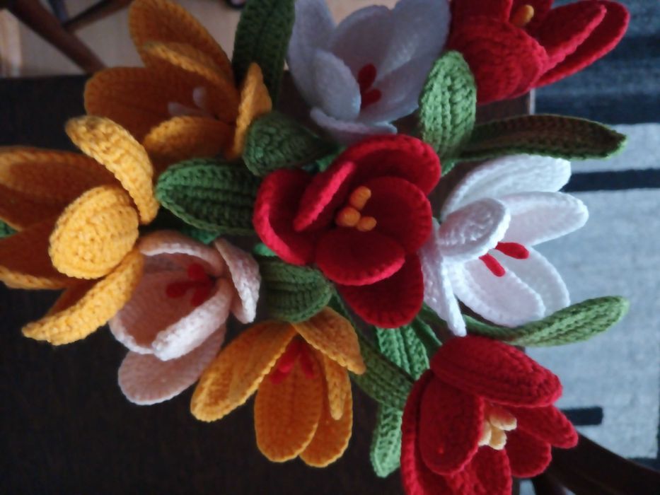 tulipany, słoneczniki podziękowanie szydełko