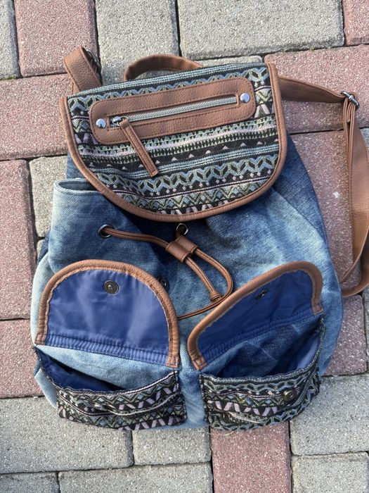 Plecak damski okpta w stylu boho dzinsowy