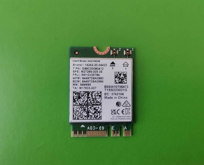 Intel® AX210 [WiFi 6E + BT 5.4] 6Ghz, 160Mhz