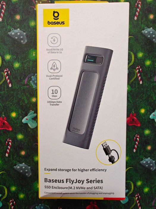 Карман Baseus BS-OH155 для SSD M.2 NVMe SATA USB 3.2 10Gbps RGB ON/OFF