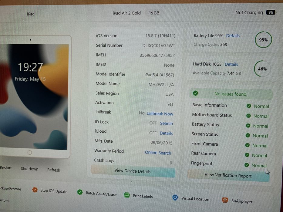 ipad air 2 9.7 95% gold wifi