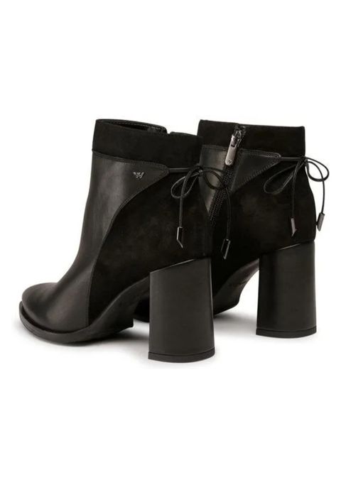 Czarne botki Wojas  ze skóry licow