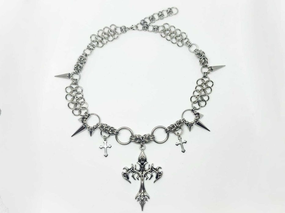 Choker stal chirurgiczna hipoalergiczny goth krzyże kolce