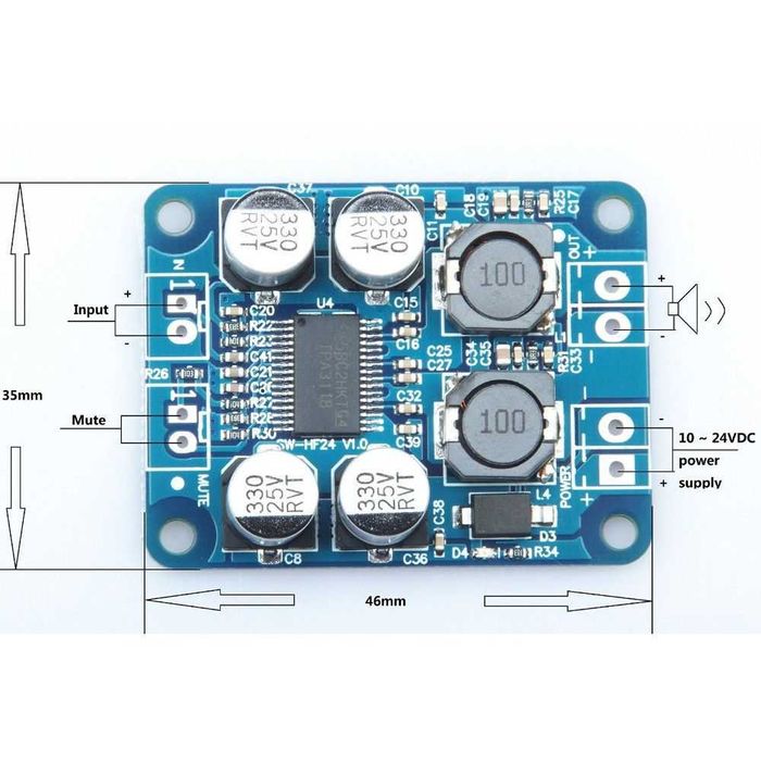 TPA3118 60W усилитель аудио звуковой частоты УНЧ модуль HW-327A 60 Вт