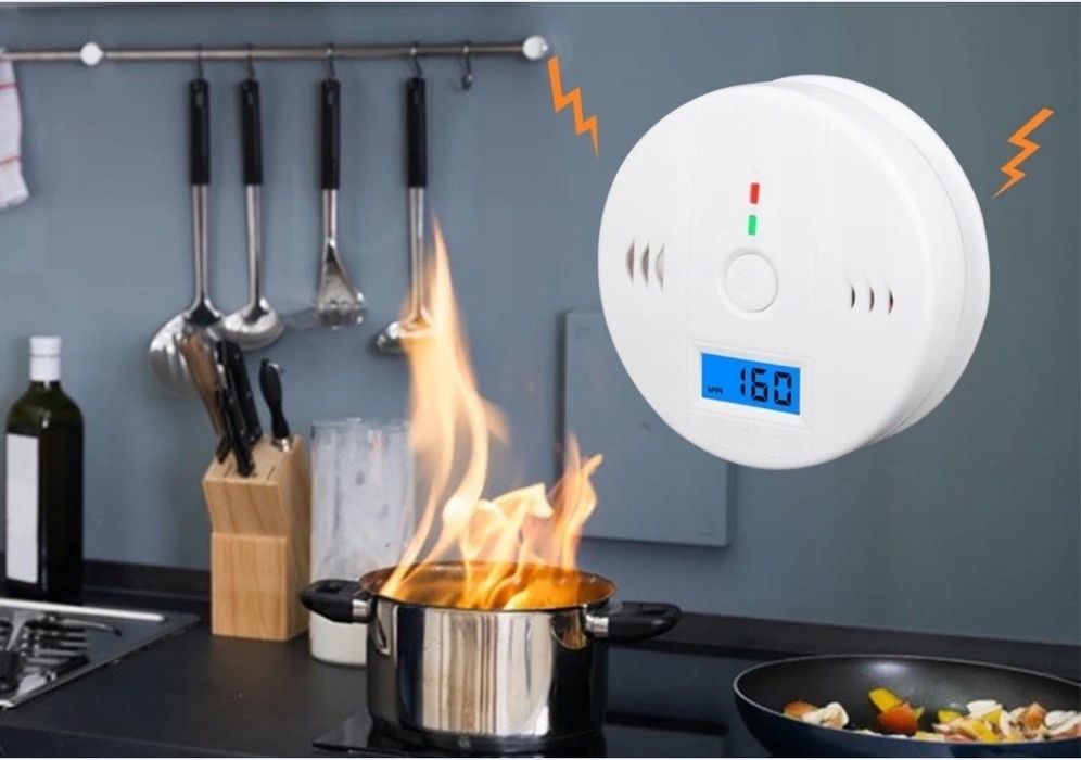 Czujnik czadu LCD tlenku węgla Gazu certyfikowany bezprzewodowy