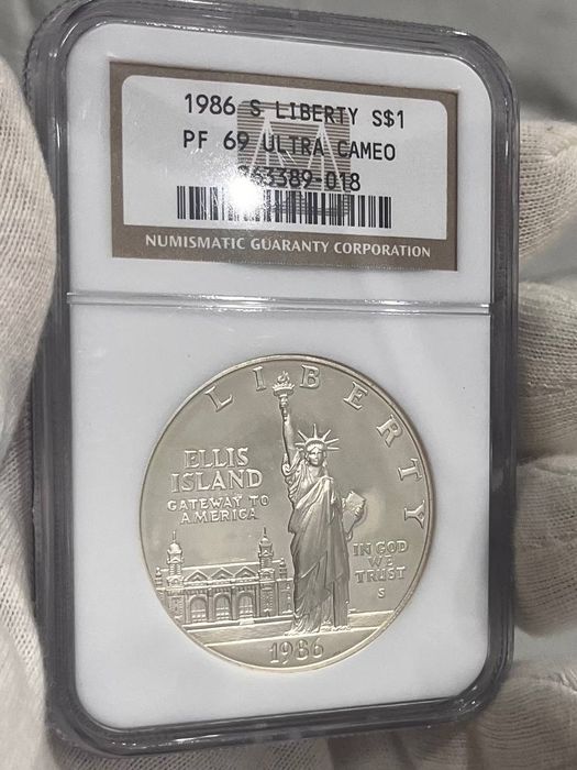 Срібна монета 1$ "Liberty" 1986 S, NGC PF69 Ultra Cameo