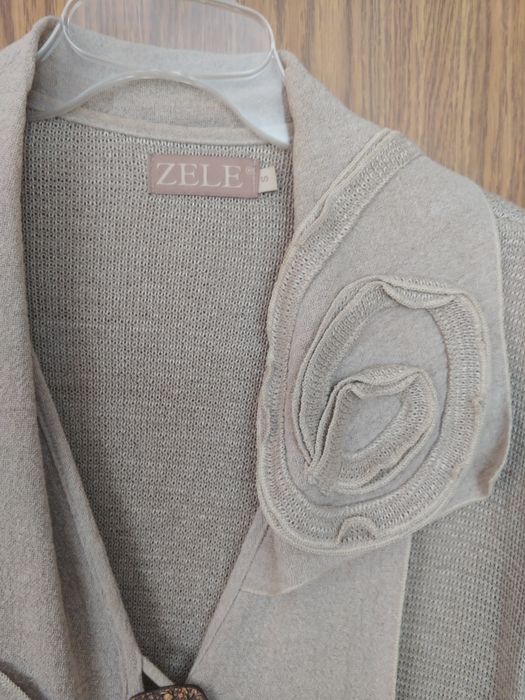 Sweter kardigan len roz 48.  4 XL REZERWACJA