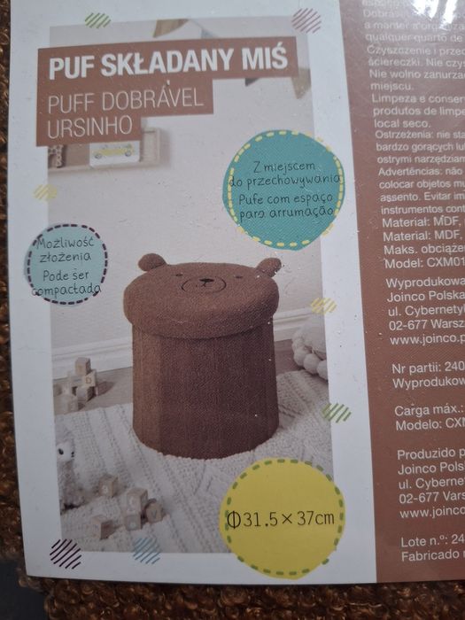 Puf  Mis pluszowy NOWY skladany