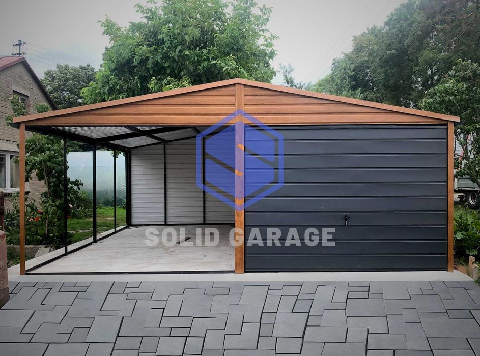 Kojec  garaz 6x5m garaż garaz z wiatą drewnopodobny |7x7 8x5 9x6|