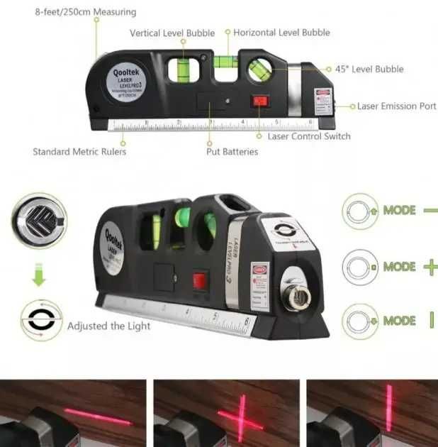 Лазерный уровень нивелир Laser Level Pro3 со встроенной рулеткой