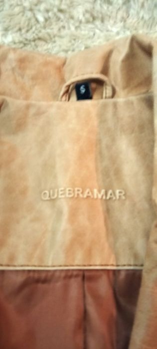 Casaco couro Quebramar camel cintado