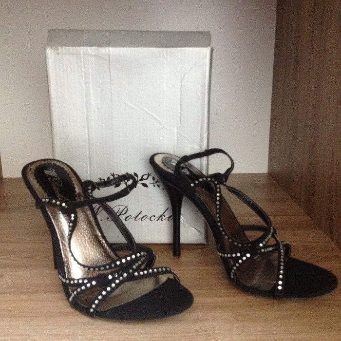 Czarne szpilki z cekinami W.Potocki