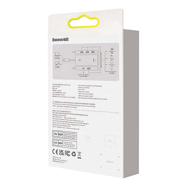 Baseus Lite Series przejściówka HUB USB Typ C - 4x USB 3.0/25cm czarny