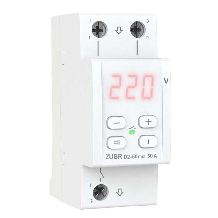 ZUBR Реле напруги D2-32 40 50 63 RED 2 модулі 36 мм з термозахистом