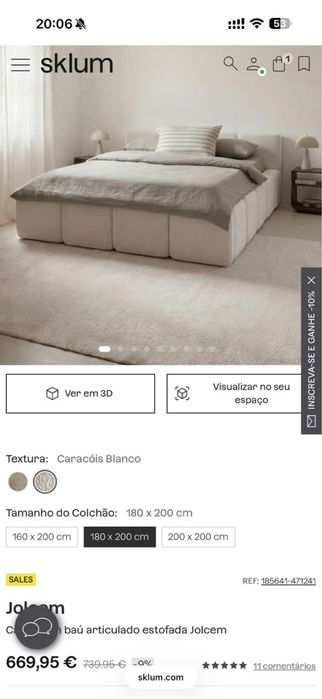 Jolcem Cama com baú articulado estofada Jolcem