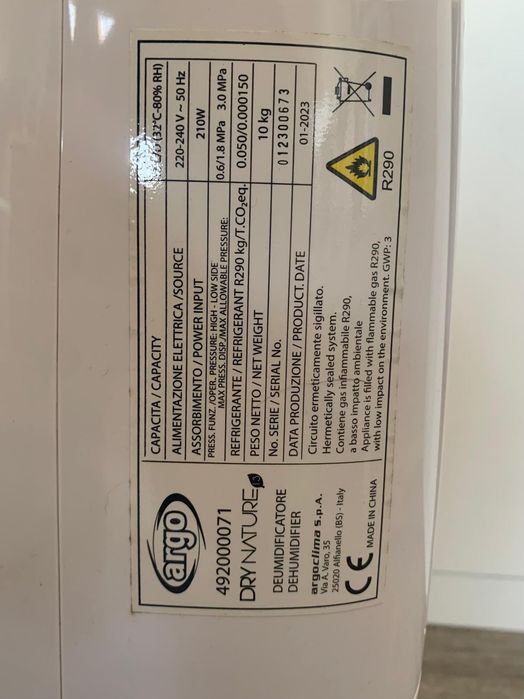 Desumidificador Argo Dry Nature