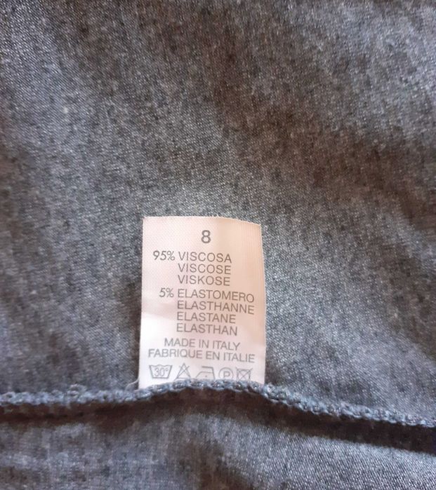 36 38 Bluzka z długim rękawem szara wiskoza basic vintage '90s Y2K