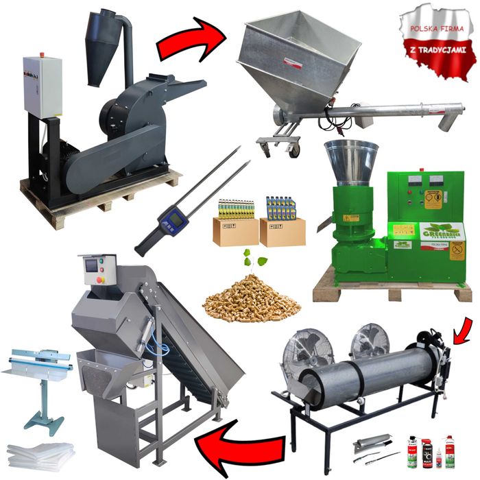 Peleciarka 22 kW Maszyny Linii Produkcyjnej Peletu duża linia PELLETU