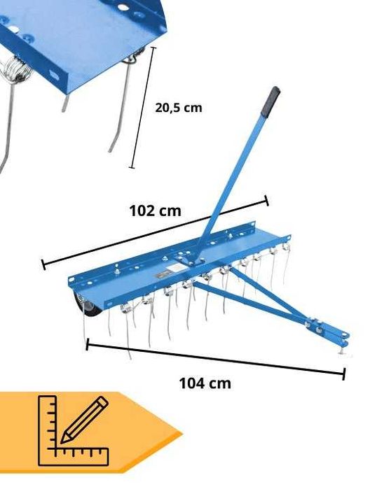 Wertykulator brona areator 100 cm do traktorka z regulacją