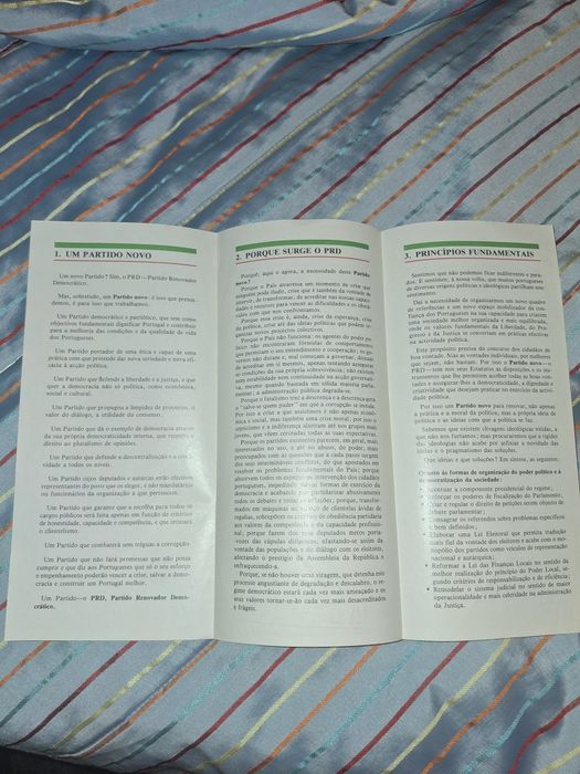 PRD partido renovador democrático manifesto Eanes