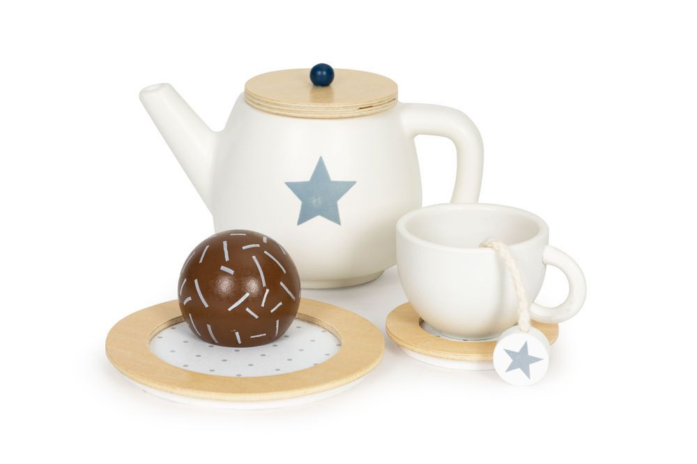 Drewniany Zestaw Do Herbaty Dzbanek Filiżanki 17 Elementów Ecotoys