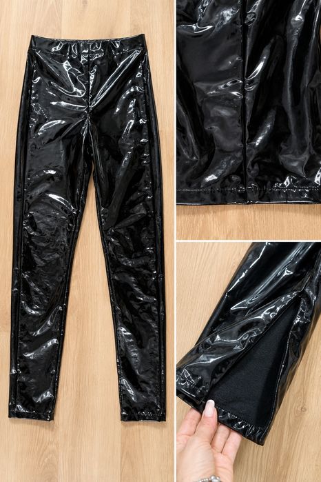 Legginsy lakierowane BIK BOK czarne błyszczące – rozmiar S