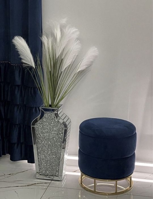 Lustrzany duży wysoki wazon glamour kryształki