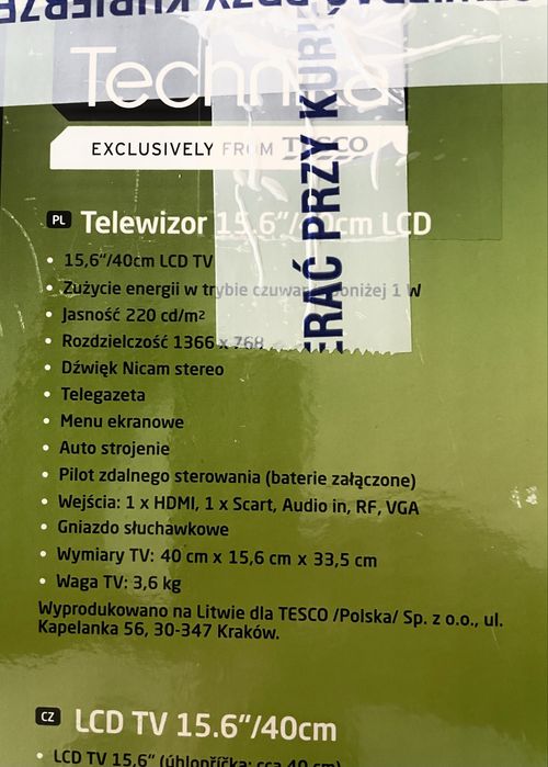 Telewizor LCD Technika  15,6” / 40 cm