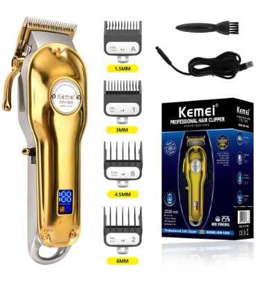 Aparador de Cabelos Kemei Clipper KM-1986 Dourado e Prateado *NOVO*