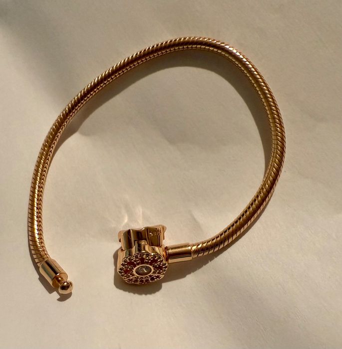 bransoletka modułowa charms rose gold srebro 925 wachlarz 17 kwiat