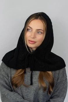 Чорний вʼязаний капор капюшон Балаклава
