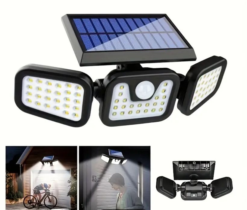 Rewelacyjna, potrójna lampa solarna LED z czujnikiem ruchu!