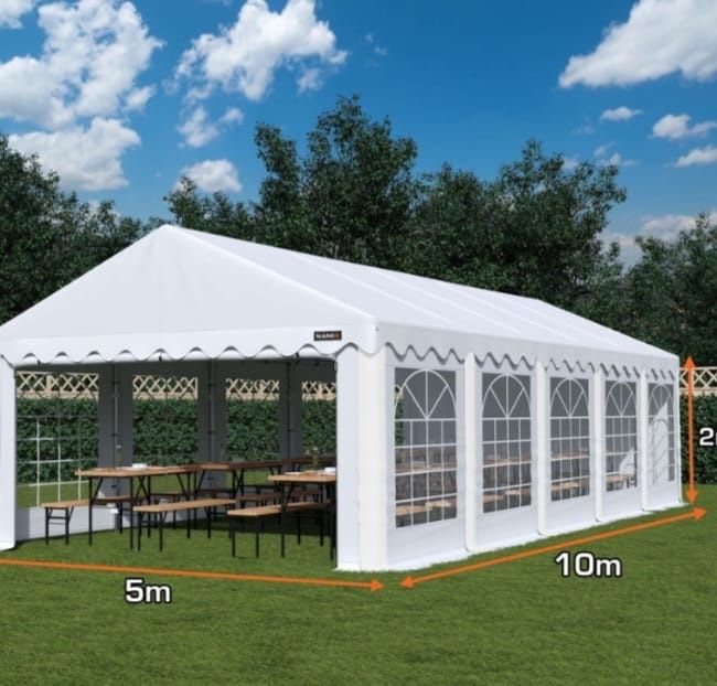 Namiot imprezowy   eventowy 10x5 dekoracje obrusy pokrowce transport