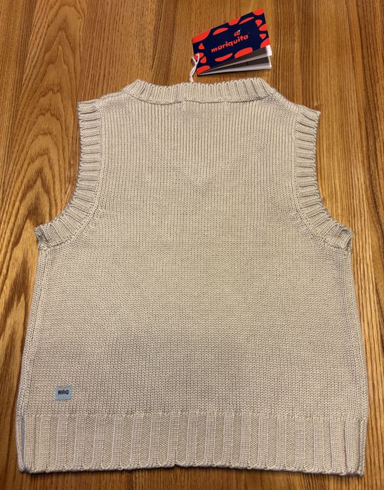 Kamizelka chłopięca dzianinowa 92 cm Mariquita nowa beżowa w serek