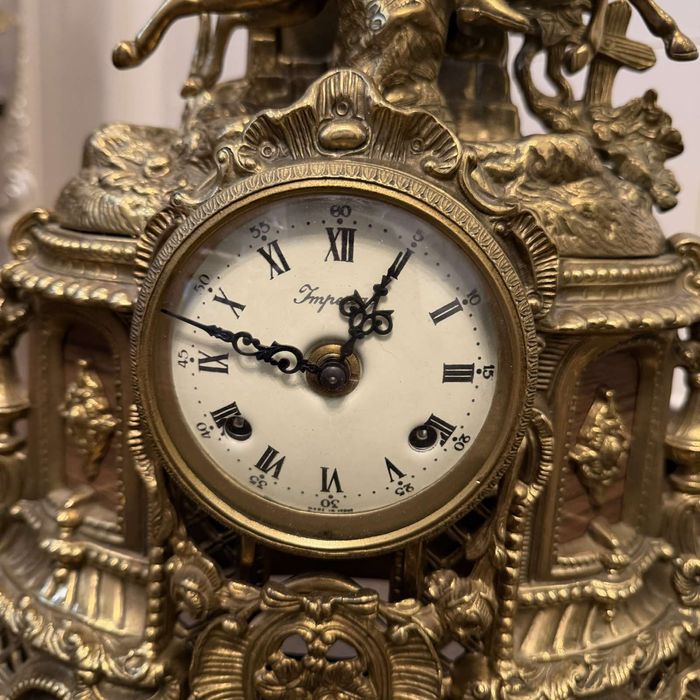Годинник з канделябрами бронза антикваріат з Європи